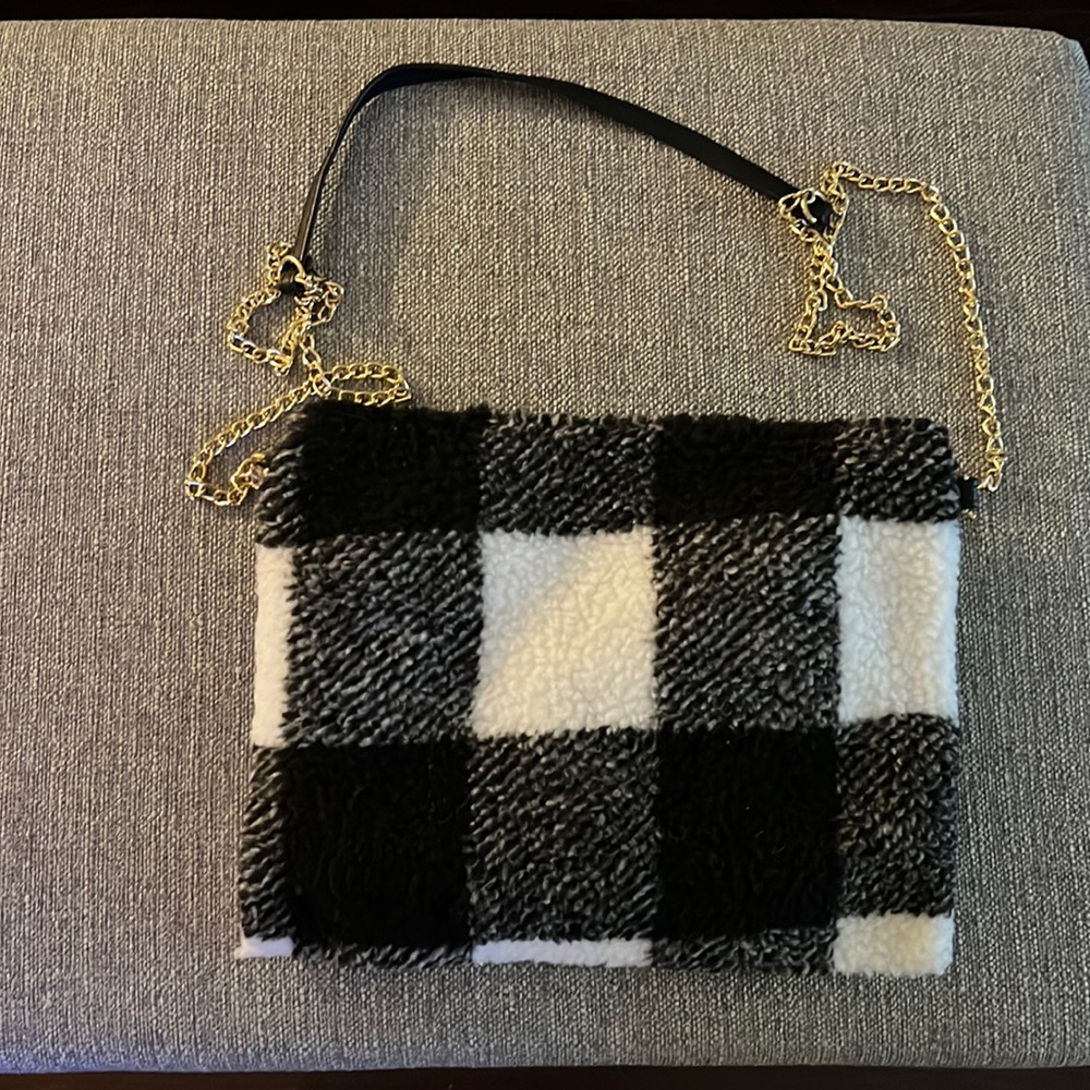 NWOT. Brand new crossbody bag. Black and white plaid. plus free surprise gift!